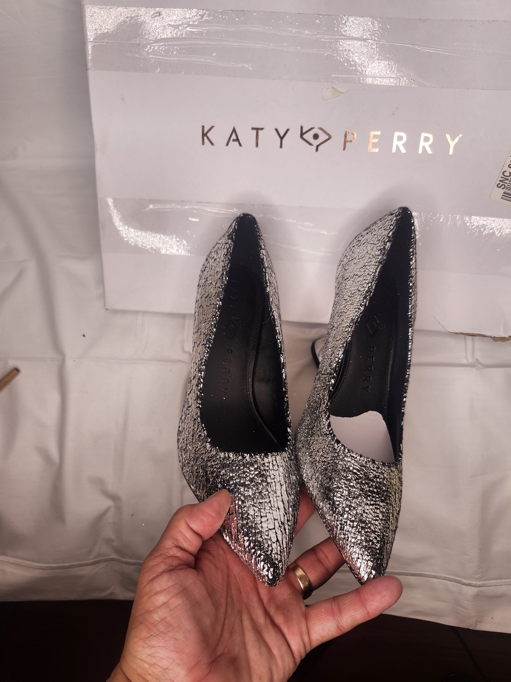 Katy Perry Collections Silver Metallic Pointed-Toe Pumps - Picture 7 of 8